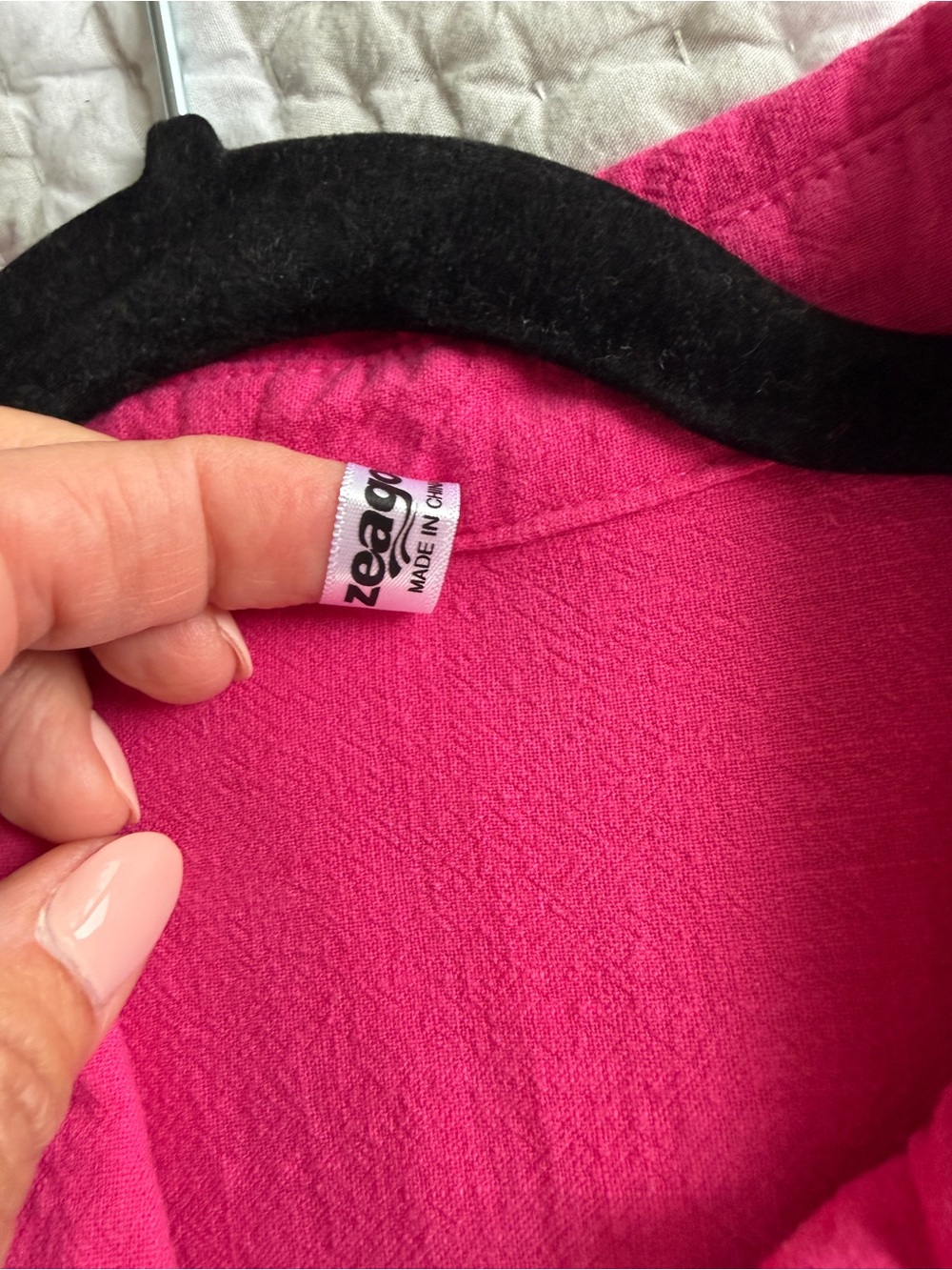 Zeagoo Hot Pink Buttoned Roll-Sleeve Tunic Dress, Size Large - Picture 6 of 7